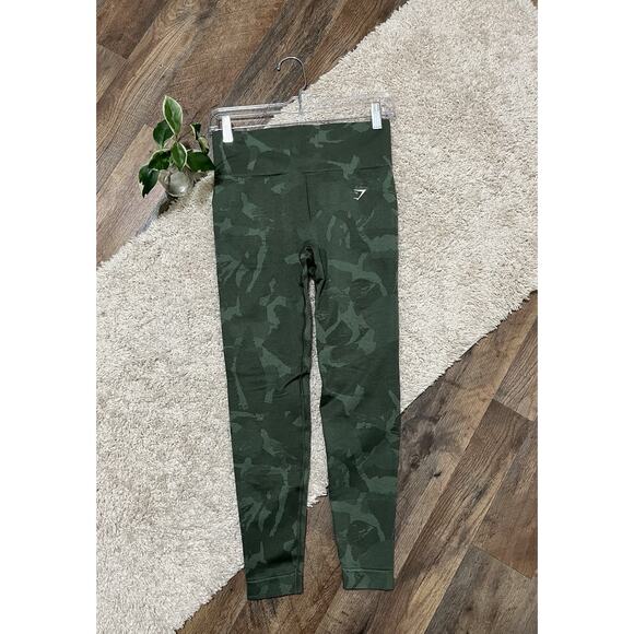 Gymshark Camo Jacquard High Rise Seamless Ruched Bum Adapt Athleisure Leggings - Picture 2 of 6